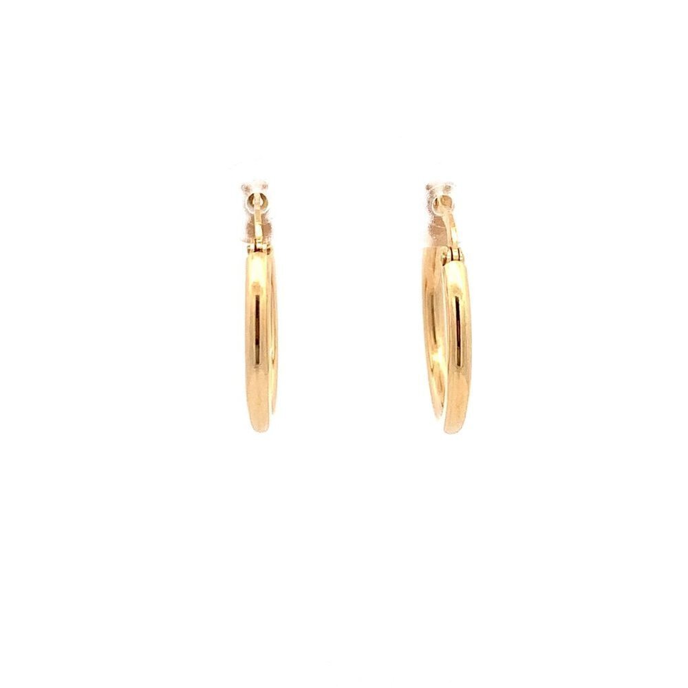 18K Yellow Gold Earrings Hoops Small Plain 2grams - Picture 2 of 9